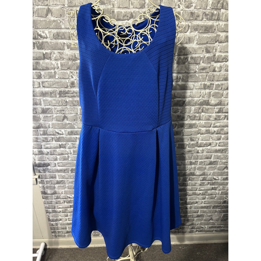 torrid Royal Blue Textured Fit-and-Flare Midi Dress